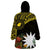 Gold Nauru Wearable Blanket Hoodie Naoero Map With Polynesian Tropical Flowers