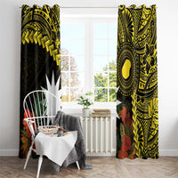 Gold Nauru Window Curtain Naoero Map With Polynesian Tropical Flowers