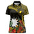 Gold Nauru Women Polo Shirt Naoero Map With Polynesian Tropical Flowers