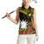 Gold Nauru Women Sleeveless Polo Shirt Naoero Map With Polynesian Tropical Flowers