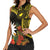 Gold Nauru Women Sleeveless Polo Shirt Naoero Map With Polynesian Tropical Flowers