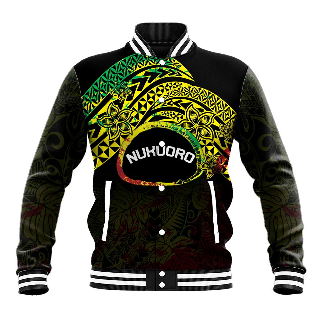 Personalised Nukuoro Atoll Baseball Jacket Polynesian Tattoo Curves Reggae Version LT14 Unisex Reggae - Polynesian Pride