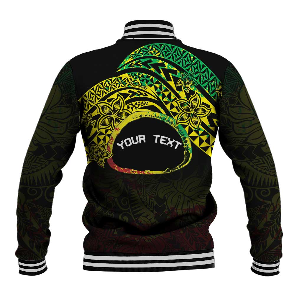 Personalised Nukuoro Atoll Baseball Jacket Polynesian Tattoo Curves Reggae Version LT14 - Polynesian Pride
