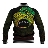 Personalised Nukuoro Atoll Baseball Jacket Polynesian Tattoo Curves Reggae Version LT14 - Polynesian Pride