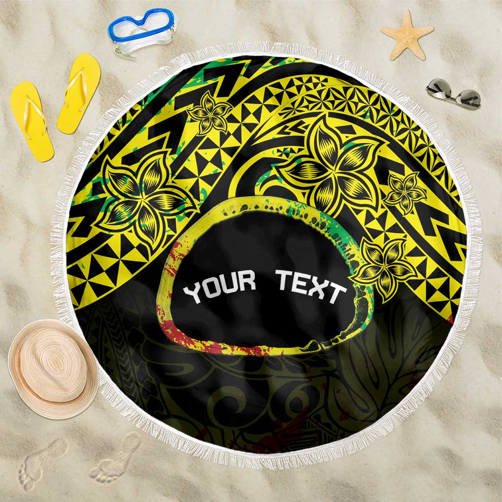 Personalised Nukuoro Atoll Beach Blanket Polynesian Tattoo Curves Reggae Version LT14 One Size 150cm Reggae - Polynesian Pride