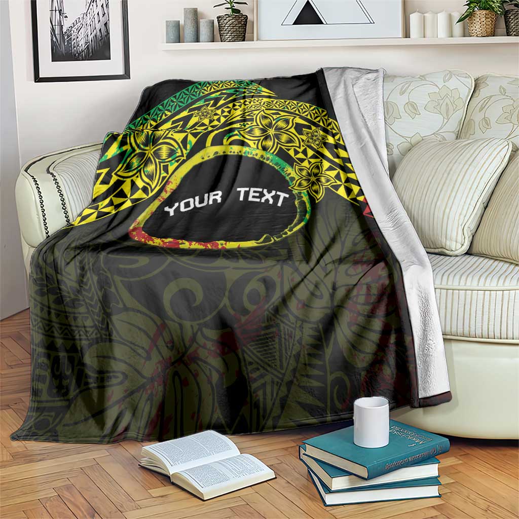 Personalised Nukuoro Atoll Blanket Polynesian Tattoo Curves Reggae Version