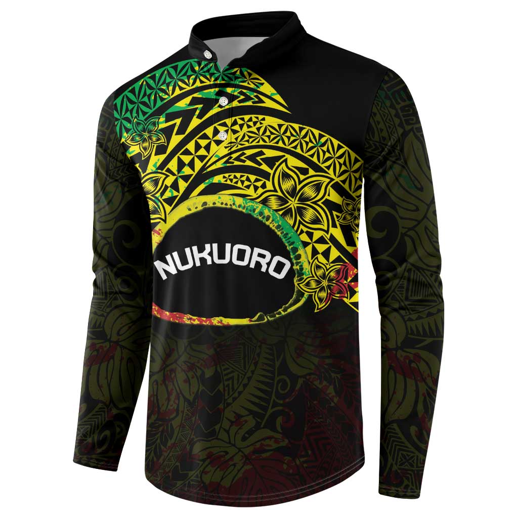 Personalised Nukuoro Atoll Button Sweatshirt Polynesian Tattoo Curves Reggae Version LT14 - Polynesian Pride