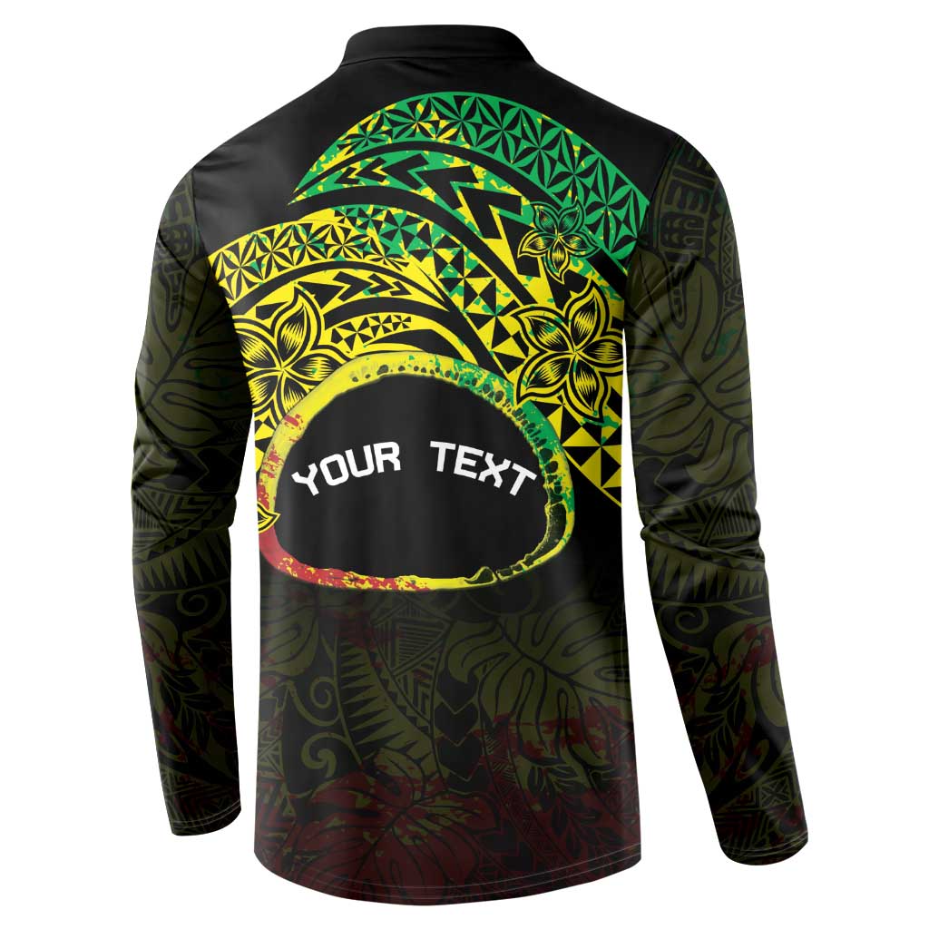 Personalised Nukuoro Atoll Button Sweatshirt Polynesian Tattoo Curves Reggae Version LT14 - Polynesian Pride