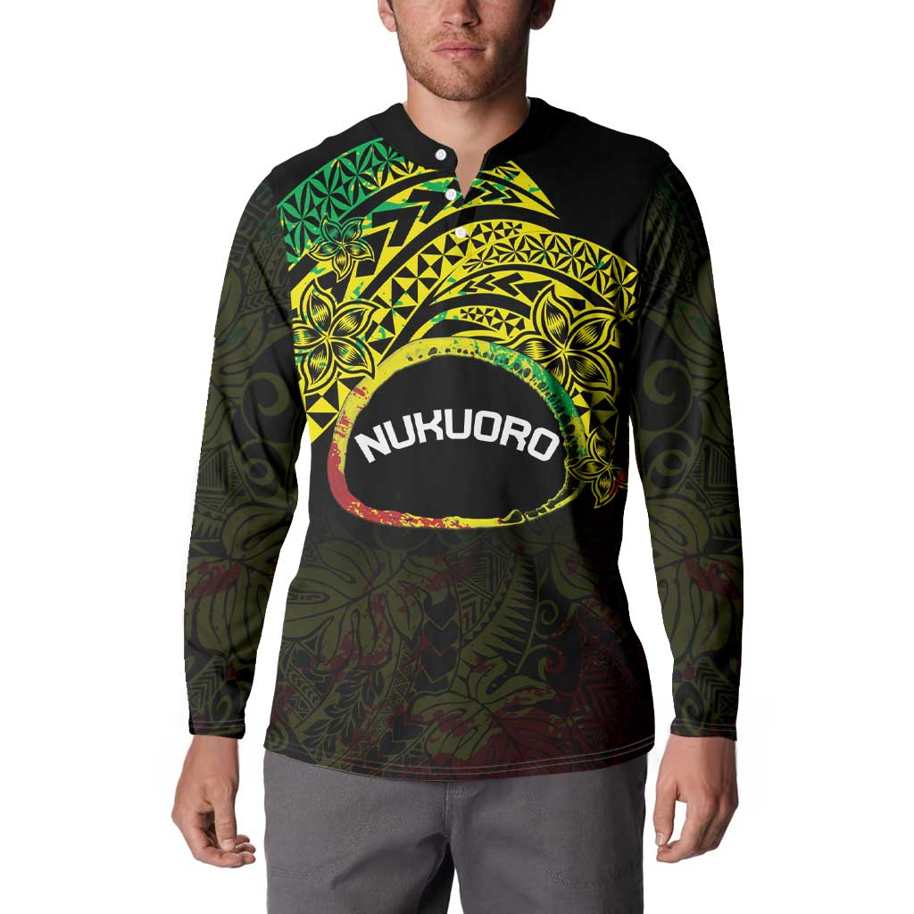 Personalised Nukuoro Atoll Button Sweatshirt Polynesian Tattoo Curves Reggae Version LT14 - Polynesian Pride