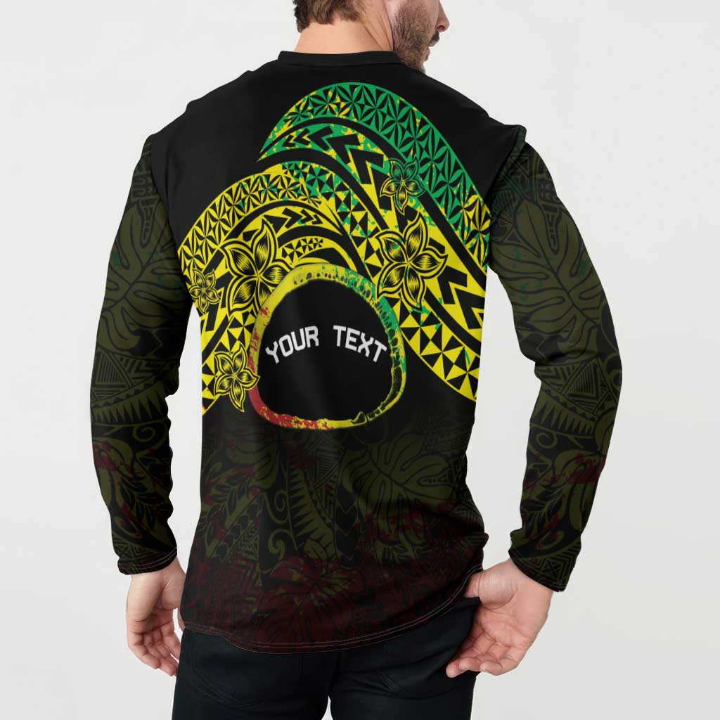 Personalised Nukuoro Atoll Button Sweatshirt Polynesian Tattoo Curves Reggae Version LT14 - Polynesian Pride
