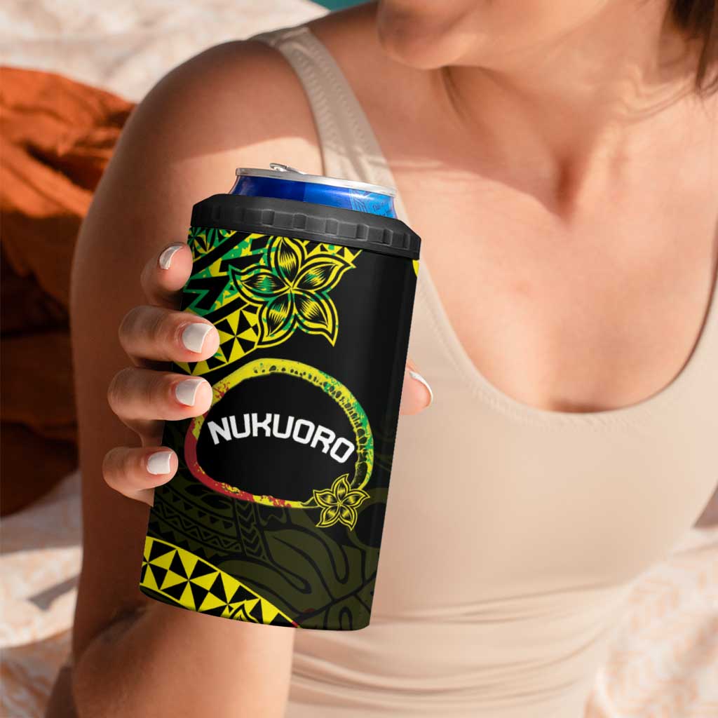 Personalised Nukuoro Atoll 4 in 1 Can Cooler Tumbler Polynesian Tattoo Curves Reggae Version
