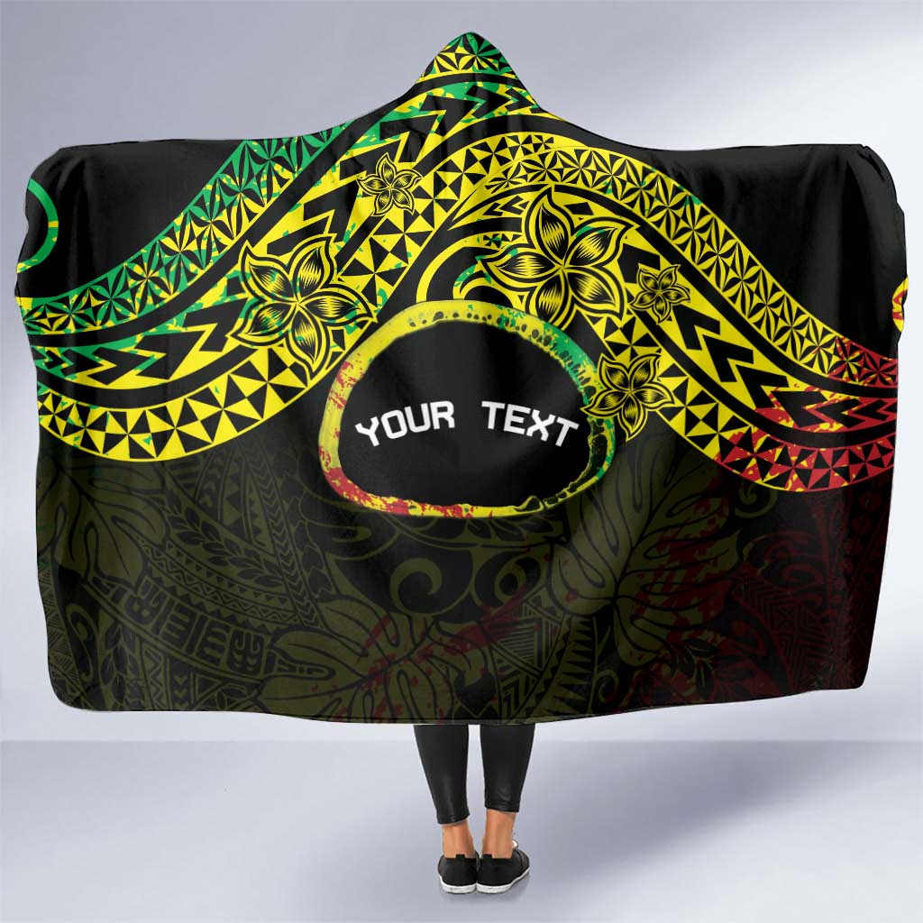 Personalised Nukuoro Atoll Hooded Blanket Polynesian Tattoo Curves Reggae Version