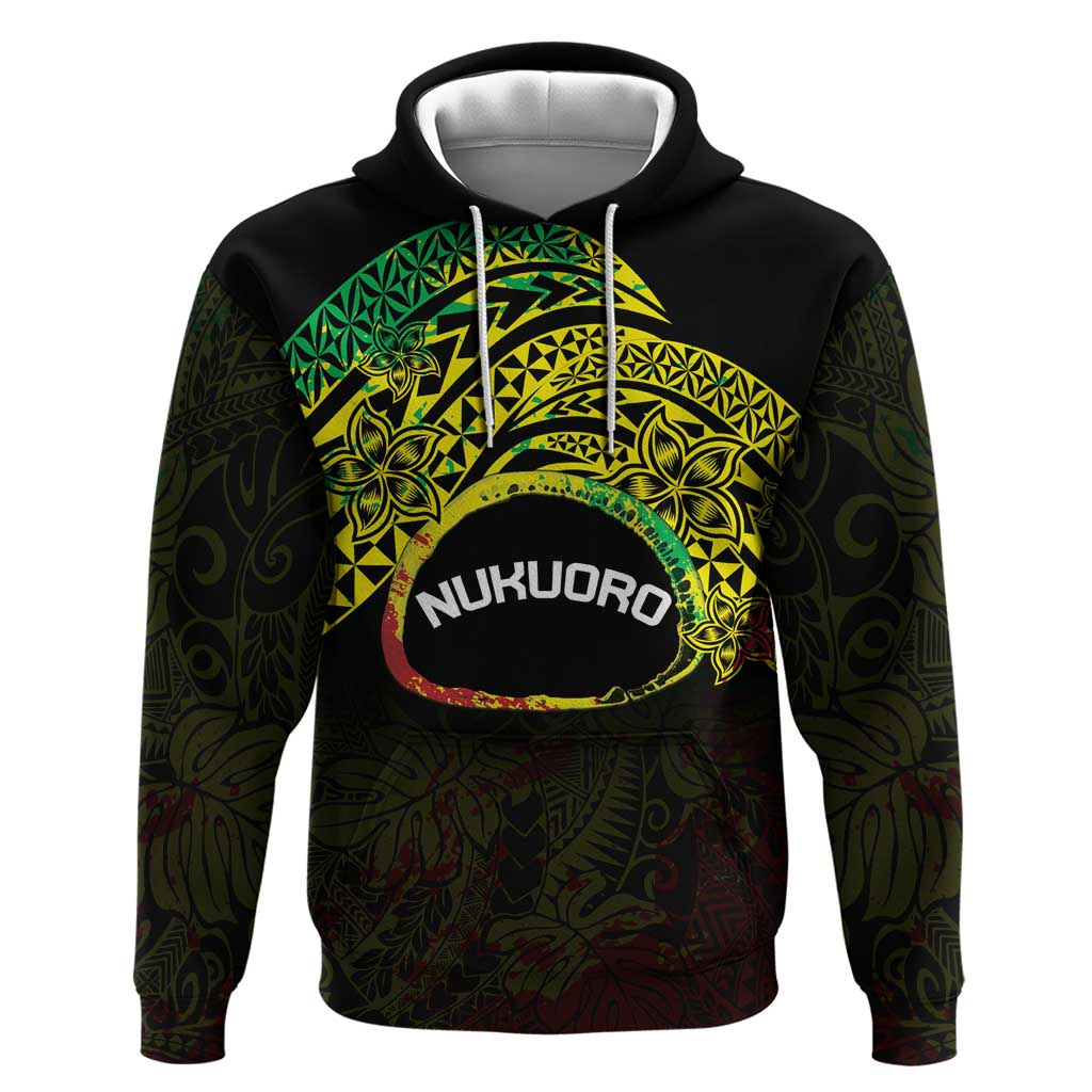 Personalised Nukuoro Atoll Hoodie Polynesian Tattoo Curves Reggae Version