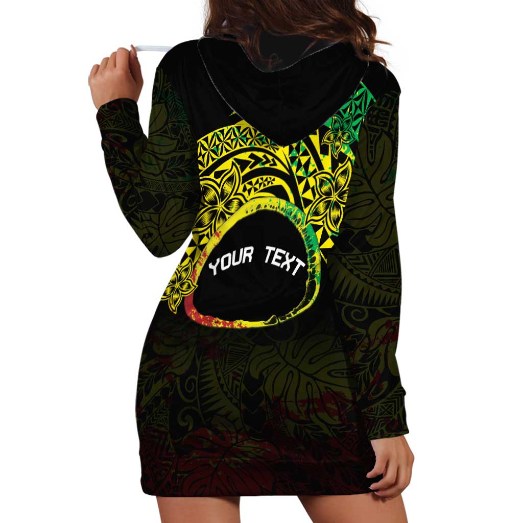 Personalised Nukuoro Atoll Hoodie Dress Polynesian Tattoo Curves Reggae Version LT14 - Polynesian Pride