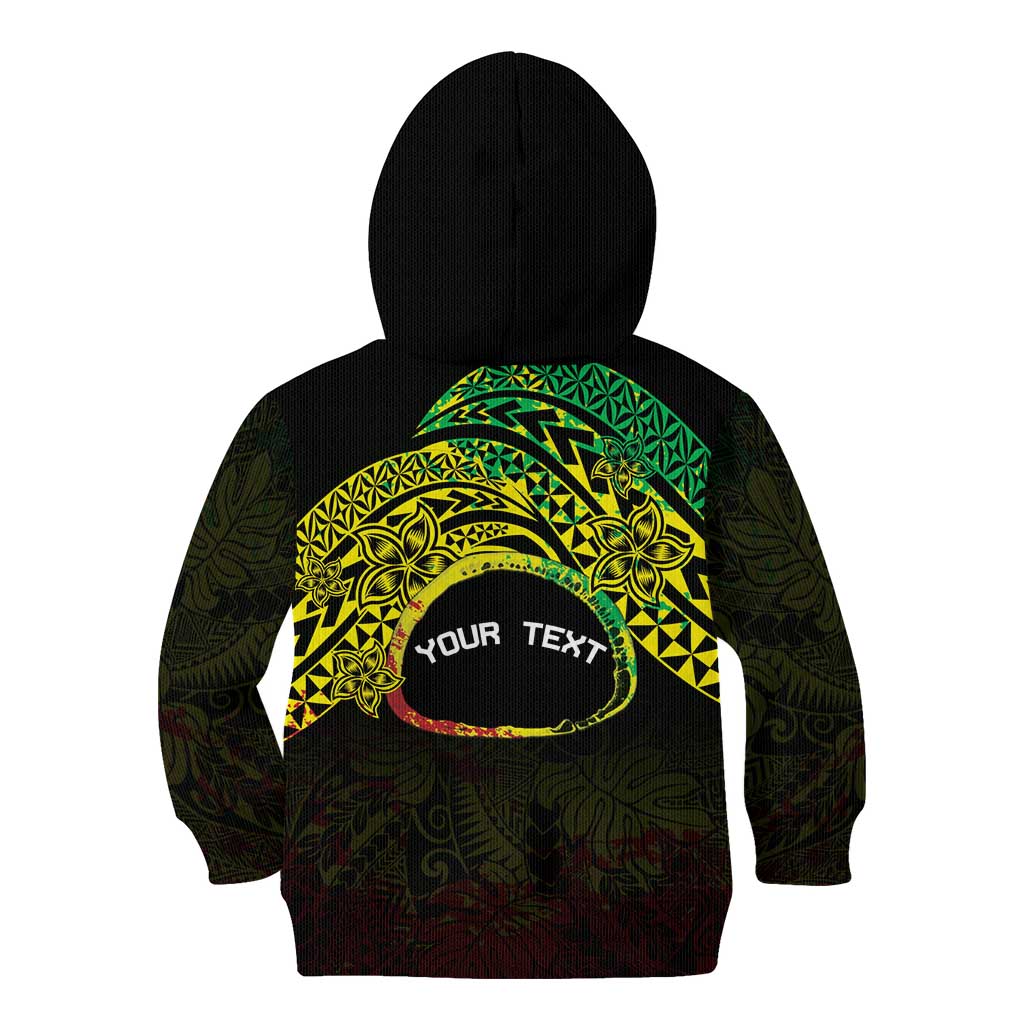 Personalised Nukuoro Atoll Kid Hoodie Polynesian Tattoo Curves Reggae Version