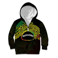 Personalised Nukuoro Atoll Kid Hoodie Polynesian Tattoo Curves Reggae Version