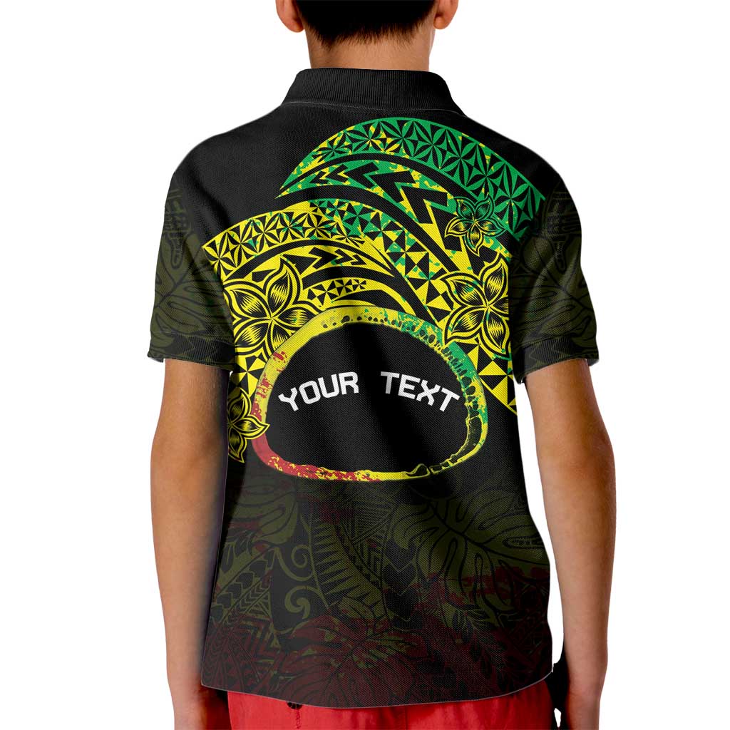 Personalised Nukuoro Atoll Kid Polo Shirt Polynesian Tattoo Curves Reggae Version