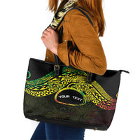 Personalised Nukuoro Atoll Leather Tote Bag Polynesian Tattoo Curves Reggae Version LT14 Reggae - Polynesian Pride
