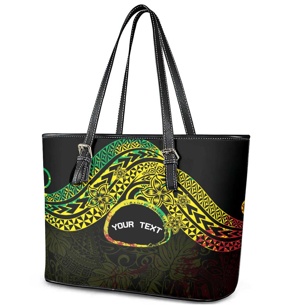 Personalised Nukuoro Atoll Leather Tote Bag Polynesian Tattoo Curves Reggae Version LT14 - Polynesian Pride