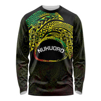 Personalised Nukuoro Atoll Long Sleeve Shirt Polynesian Tattoo Curves Reggae Version
