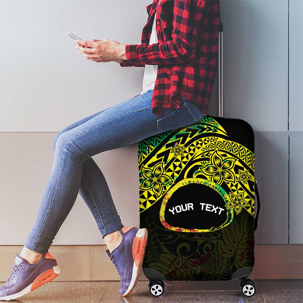 Personalised Nukuoro Atoll Luggage Cover Polynesian Tattoo Curves Reggae Version