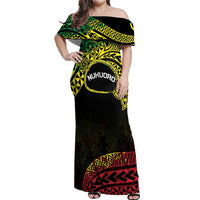 Personalised Nukuoro Atoll Off Shoulder Maxi Dress Polynesian Tattoo Curves Reggae Version LT14 Women Reggae - Polynesian Pride