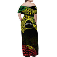 Personalised Nukuoro Atoll Off Shoulder Maxi Dress Polynesian Tattoo Curves Reggae Version LT14 - Polynesian Pride