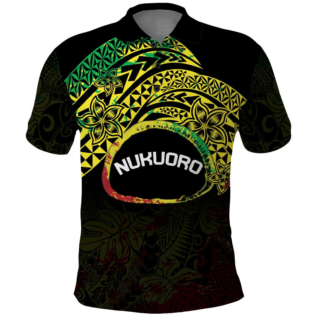 Personalised Nukuoro Atoll Polo Shirt Polynesian Tattoo Curves Reggae Version