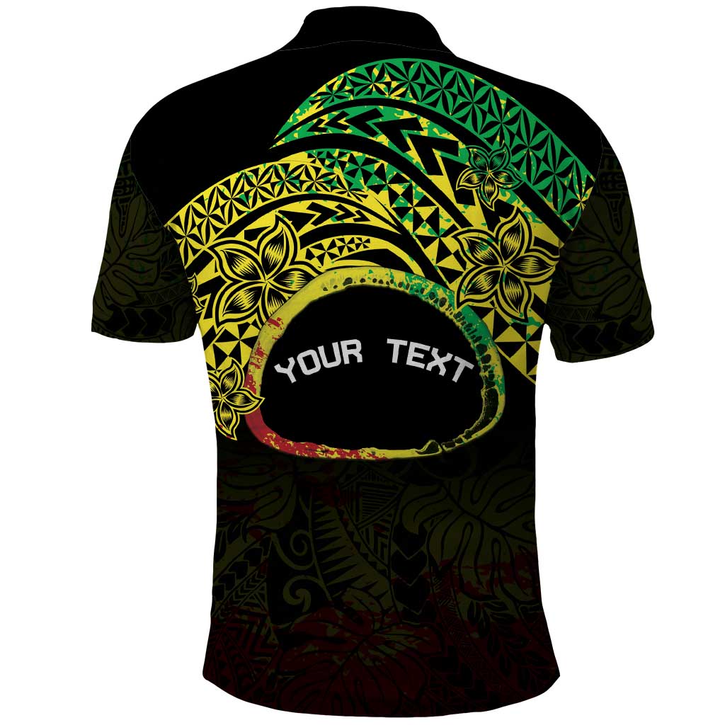 Personalised Nukuoro Atoll Polo Shirt Polynesian Tattoo Curves Reggae Version
