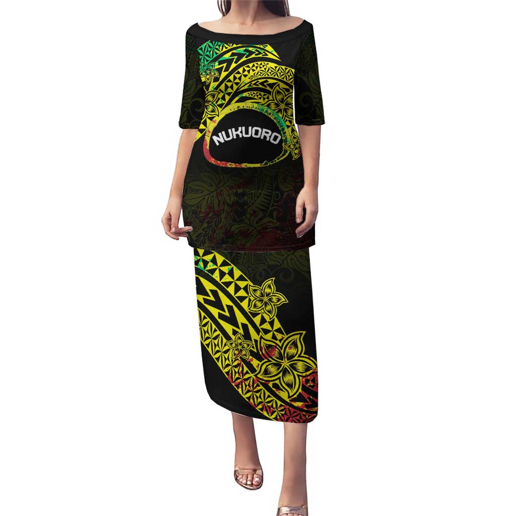 Personalised Nukuoro Atoll Puletasi Polynesian Tattoo Curves Reggae Version LT14 Long Dress Reggae - Polynesian Pride