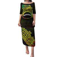 Personalised Nukuoro Atoll Puletasi Polynesian Tattoo Curves Reggae Version LT14 Long Dress Reggae - Polynesian Pride