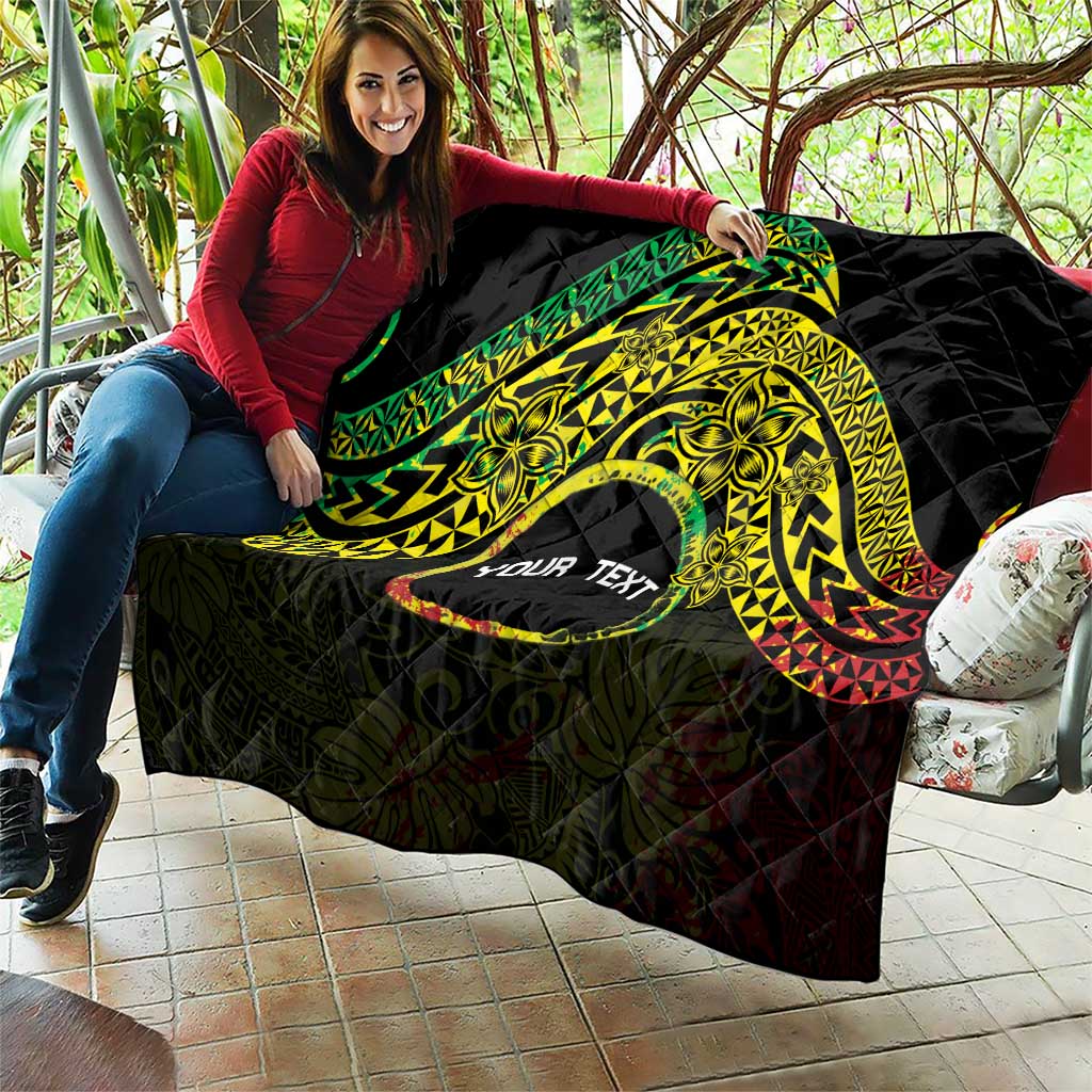 Personalised Nukuoro Atoll Quilt Polynesian Tattoo Curves Reggae Version