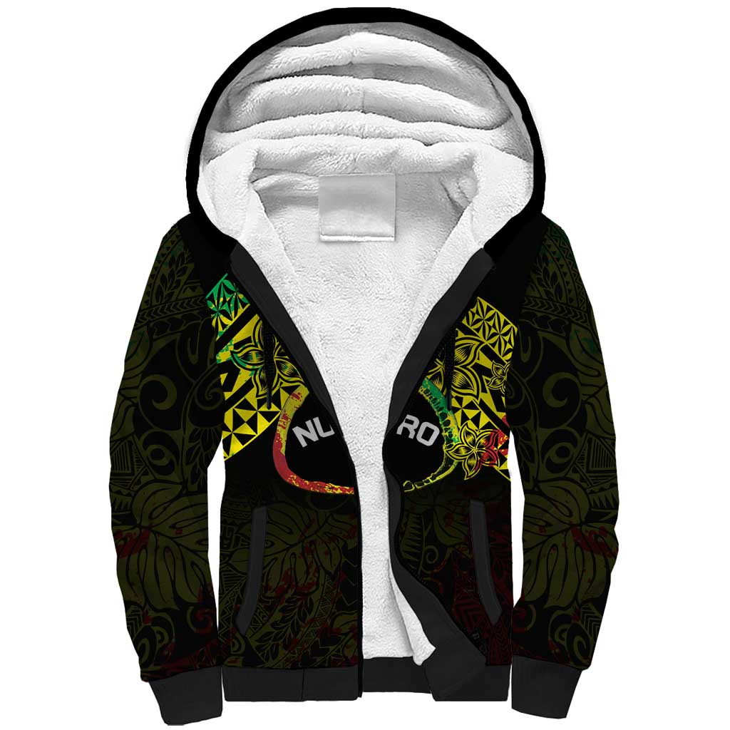 Personalised Nukuoro Atoll Sherpa Hoodie Polynesian Tattoo Curves Reggae Version LT14 Unisex Reggae - Polynesian Pride