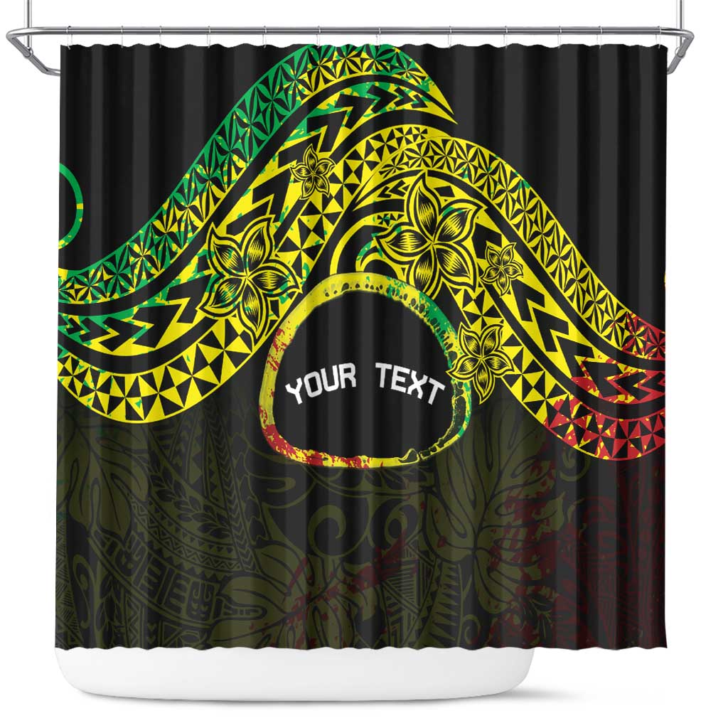 Personalised Nukuoro Atoll Shower Curtain Polynesian Tattoo Curves Reggae Version