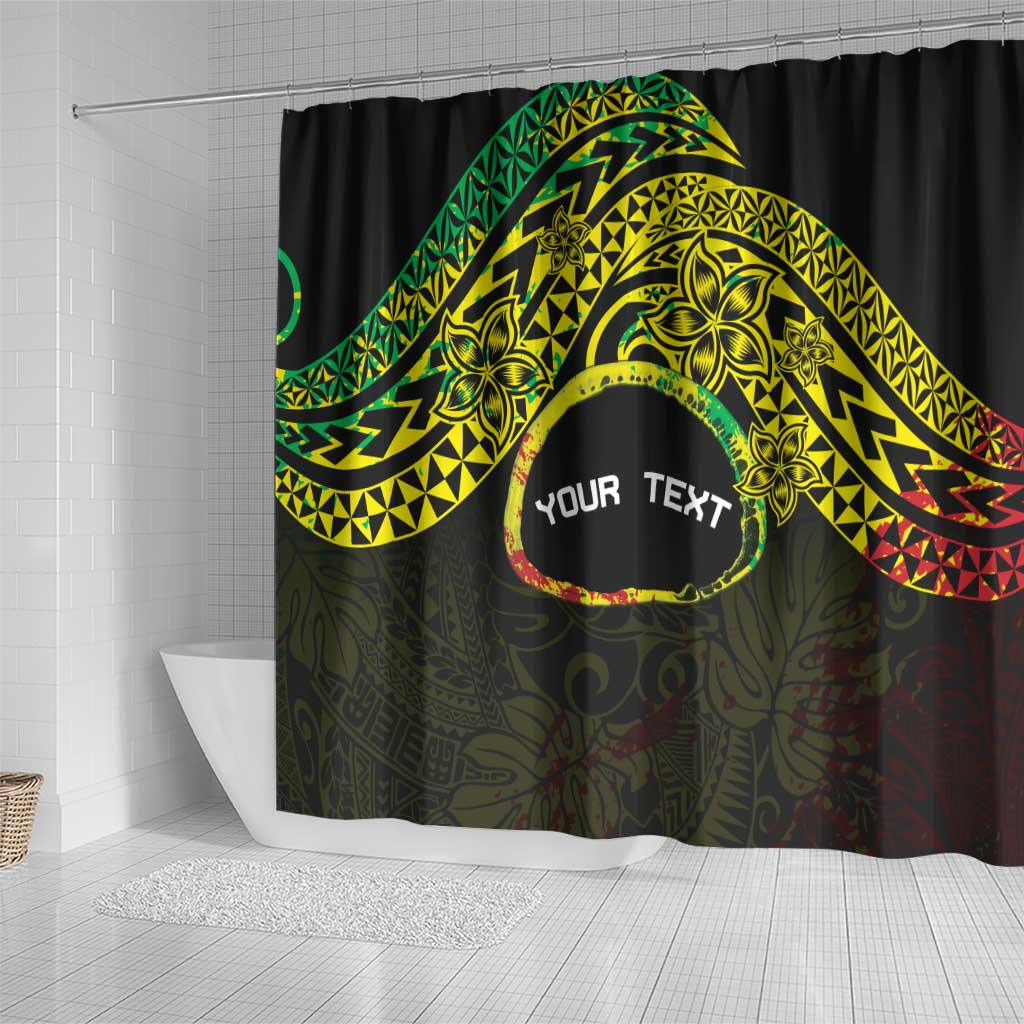 Personalised Nukuoro Atoll Shower Curtain Polynesian Tattoo Curves Reggae Version