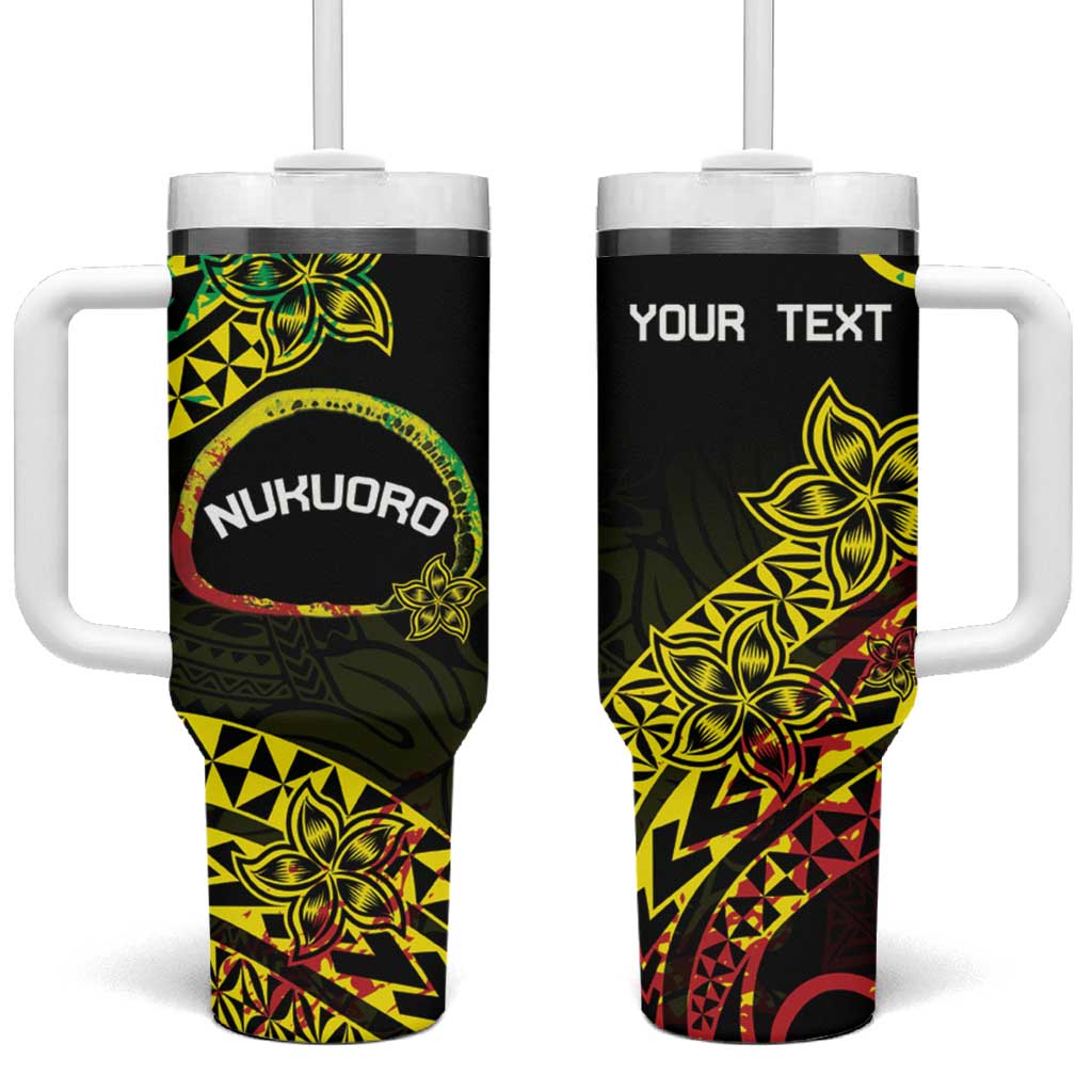 Personalised Nukuoro Atoll Tumbler With Handle Polynesian Tattoo Curves Reggae Version