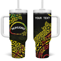 Personalised Nukuoro Atoll Tumbler With Handle Polynesian Tattoo Curves Reggae Version LT14 One Size: 40 oz Reggae - Polynesian Pride