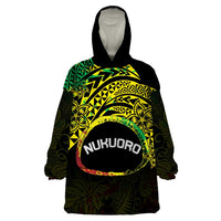 Personalised Nukuoro Atoll Wearable Blanket Hoodie Polynesian Tattoo Curves Reggae Version LT14 One Size Reggae - Polynesian Pride