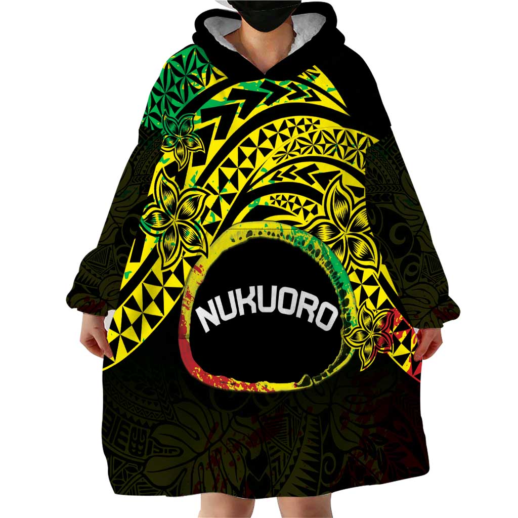 Personalised Nukuoro Atoll Wearable Blanket Hoodie Polynesian Tattoo Curves Reggae Version LT14 - Polynesian Pride
