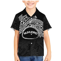 Personalised Pohnpei Nukuoro Micronesia Family Matching Mermaid Dress and Hawaiian Shirt Polynesian Tattoo Curves Black Version