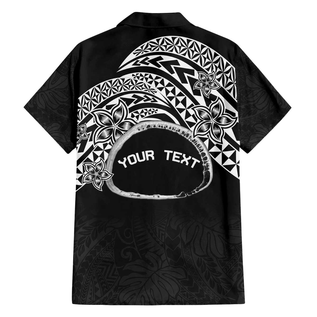 Personalised Pohnpei Nukuoro Micronesia Family Matching Puletasi and Hawaiian Shirt Polynesian Tattoo Curves Black Version