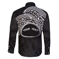 Personalised Pohnpei Nukuoro Micronesia Family Matching Short Sleeve Bodycon Dress and Hawaiian Shirt Polynesian Tattoo Curves Black Version