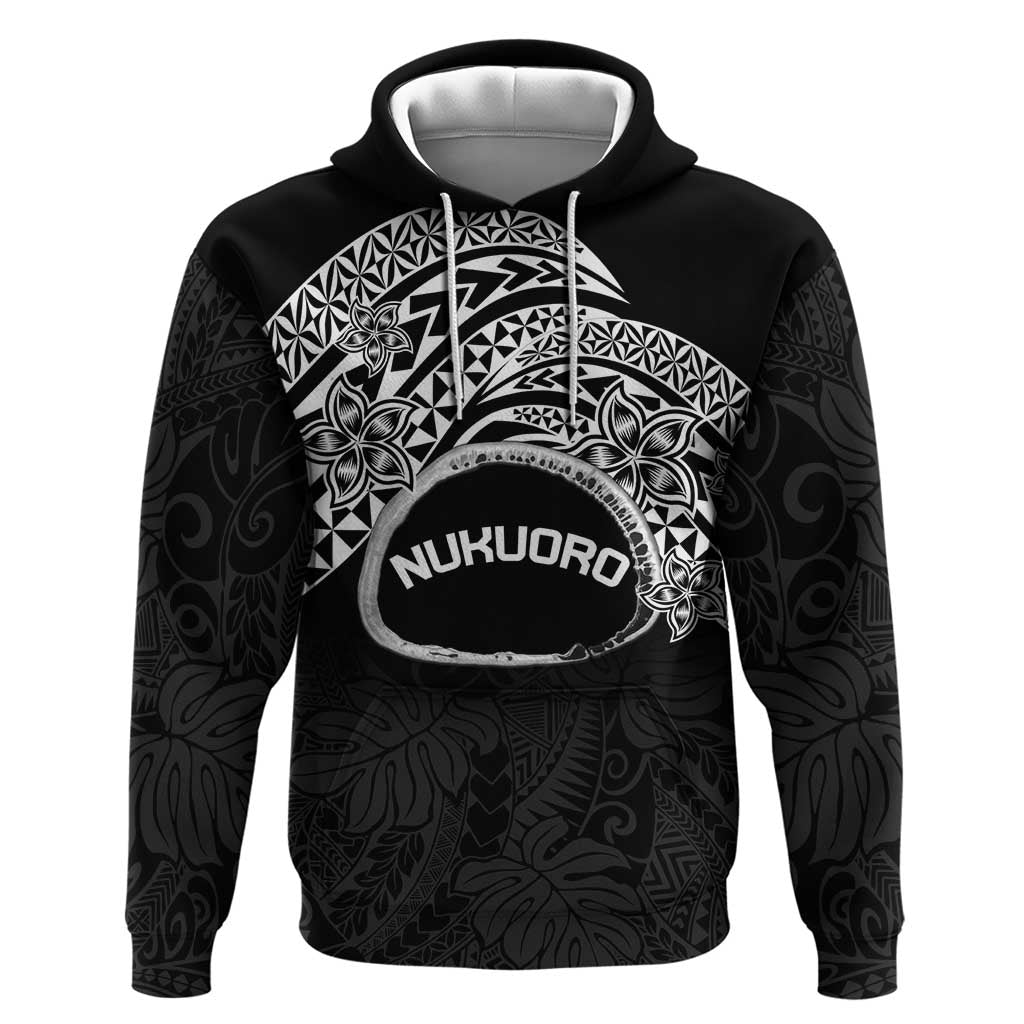 Personalised Pohnpei Nukuoro Micronesia Hoodie Polynesian Tattoo Curves Black Version