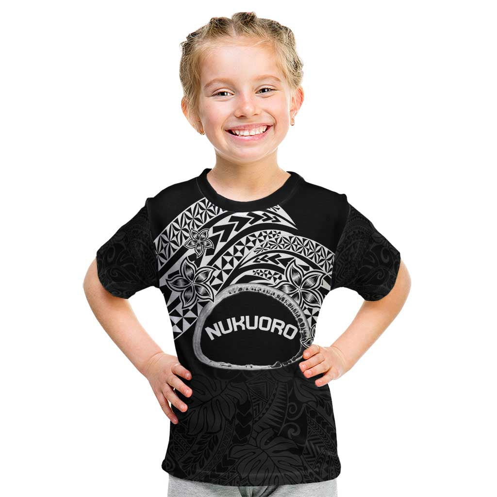 Personalised Pohnpei Nukuoro Micronesia Kid T Shirt Polynesian Tattoo Curves Black Version