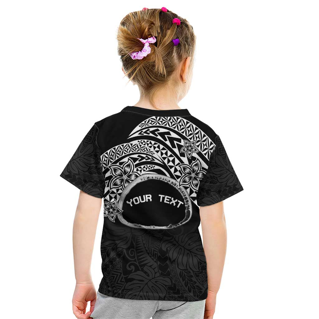 Personalised Pohnpei Nukuoro Micronesia Kid T Shirt Polynesian Tattoo Curves Black Version