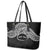 Personalised Pohnpei Nukuoro Micronesia Leather Tote Bag Polynesian Tattoo Curves Black Version