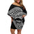 Personalised Pohnpei Nukuoro Micronesia Off Shoulder Short Dress Polynesian Tattoo Curves Black Version