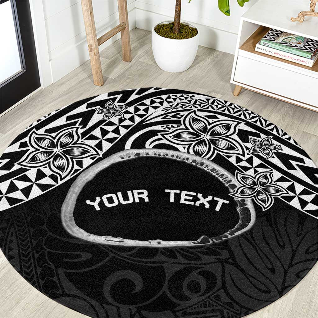 Personalised Pohnpei Nukuoro Micronesia Round Carpet Polynesian Tattoo Curves Black Version