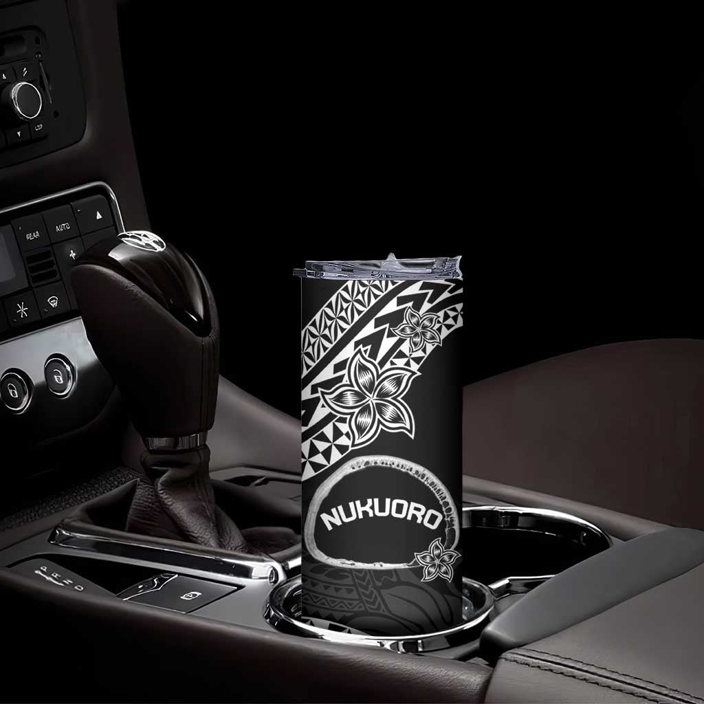 Personalised Pohnpei Nukuoro Micronesia Skinny Tumbler Polynesian Tattoo Curves Black Version