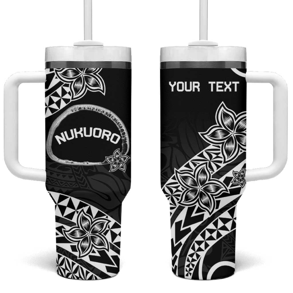 Personalised Pohnpei Nukuoro Micronesia Tumbler With Handle Polynesian Tattoo Curves Black Version